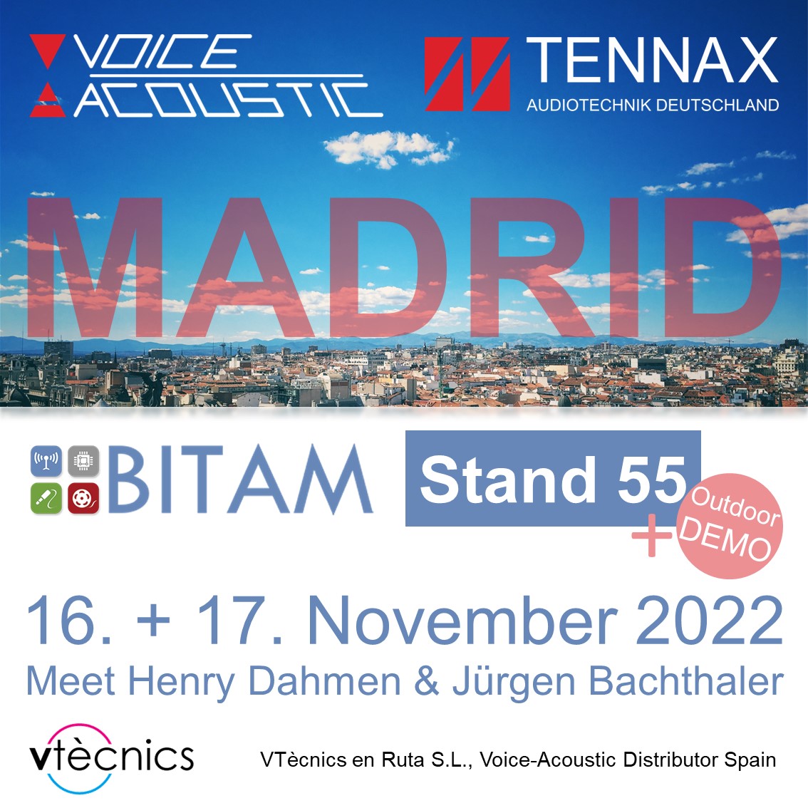 Voice-Acoustic und TENNAX auf der BITAM Messe 2022 in Madrid